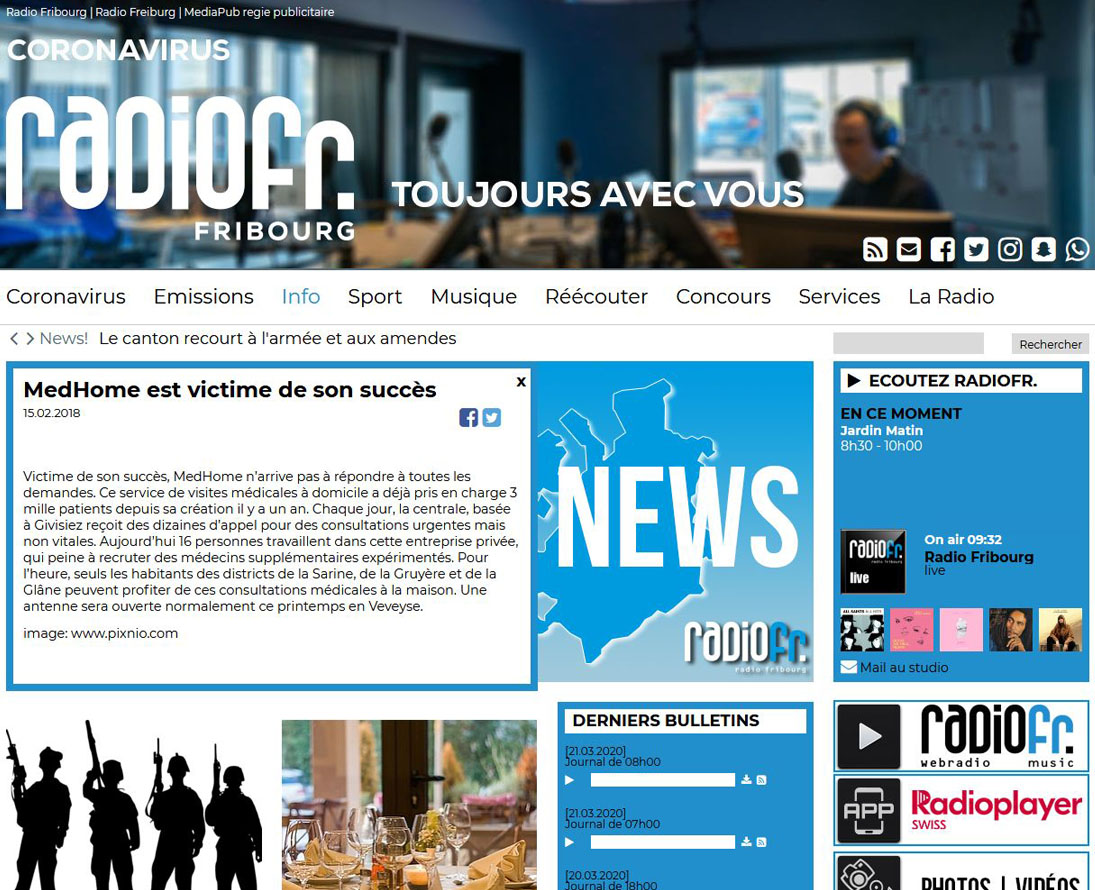 Podcast de Radio Fribourg sur MedHome, 15 février 2018